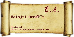 Balajti Arnót névjegykártya